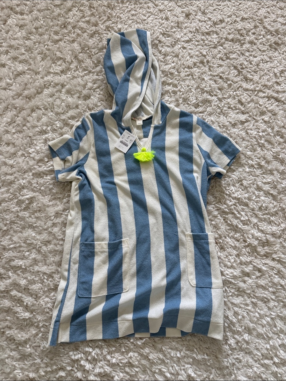 Crewcuts Blue and White Striped Hooded Swim Coverup